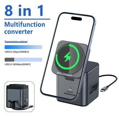 8 in 1 Wireless Charger with USB Hub