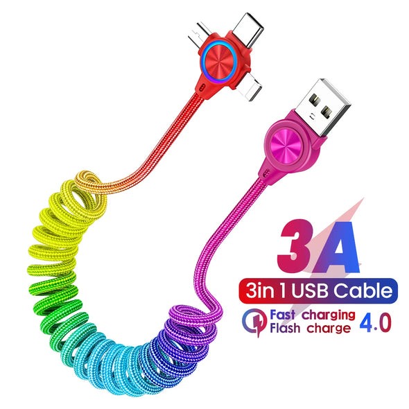 3 in 1 Spring Data & Charging Cable