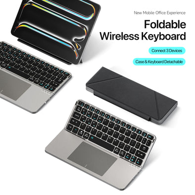 Foldable Bluetooth 5.0 Keyboard with Touchpad & Device Holder