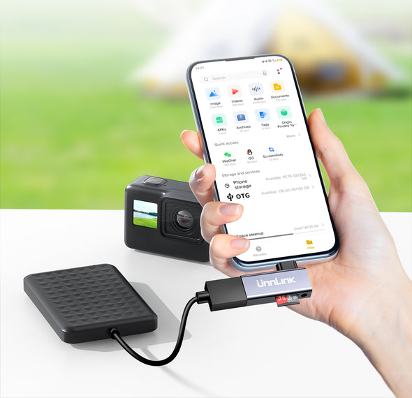 Portable 2-in-1 USB-C to USB3.1 & TF2.0 10Gbps Card Reader