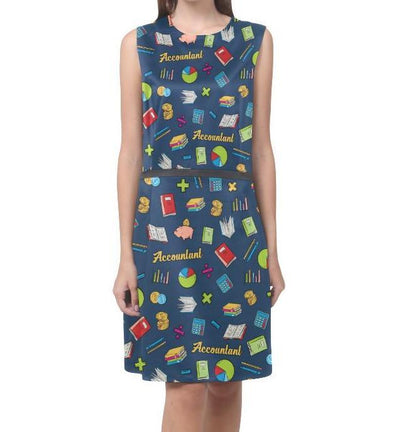 Accountant Doodles Sleeveless Dress