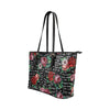 Floral Math Equations Leather Tote Bag