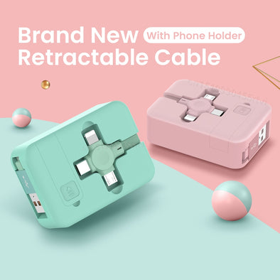 4 in 1 Retractable Cable with Phone Holder
