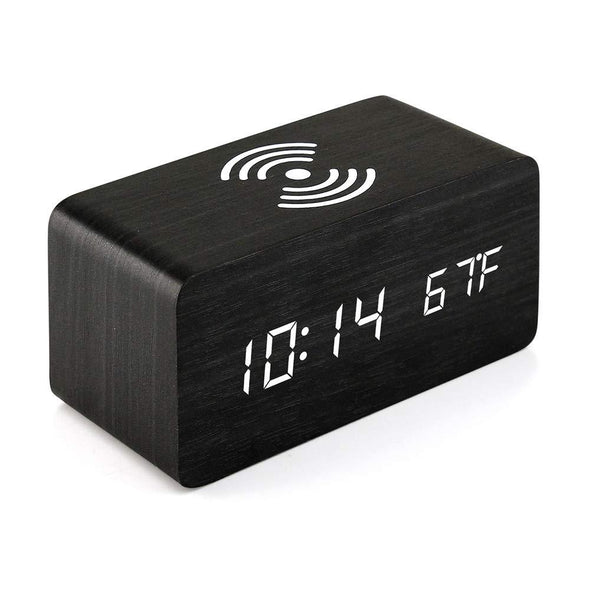 Wooden Clock with Wireless Charger
